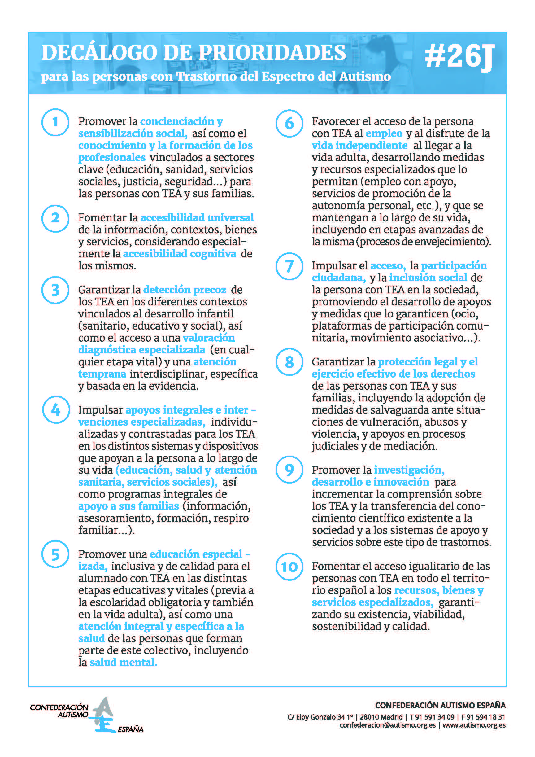 Medidas urgentes para personas con TEA y sus familias