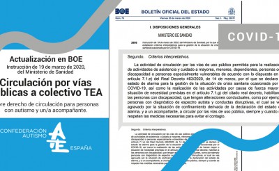 El Ministerio de Sanidad dicta una instrucción que permite a las personas con trastorno del espectro del autismo salir a la calle acompañadas mientras dure el estado de alarma