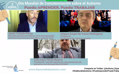 Representantes políticos y del movimiento de la discapacidad acompañan a las personas con TEA y sus familias en el acto institucional del Día Mundial de Concienciación sobre el Autismo