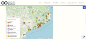Imagen del mapa de los recursos y servicios identificados en Cataluña para cubrir las necesidades y demandas de las personas con autismo.