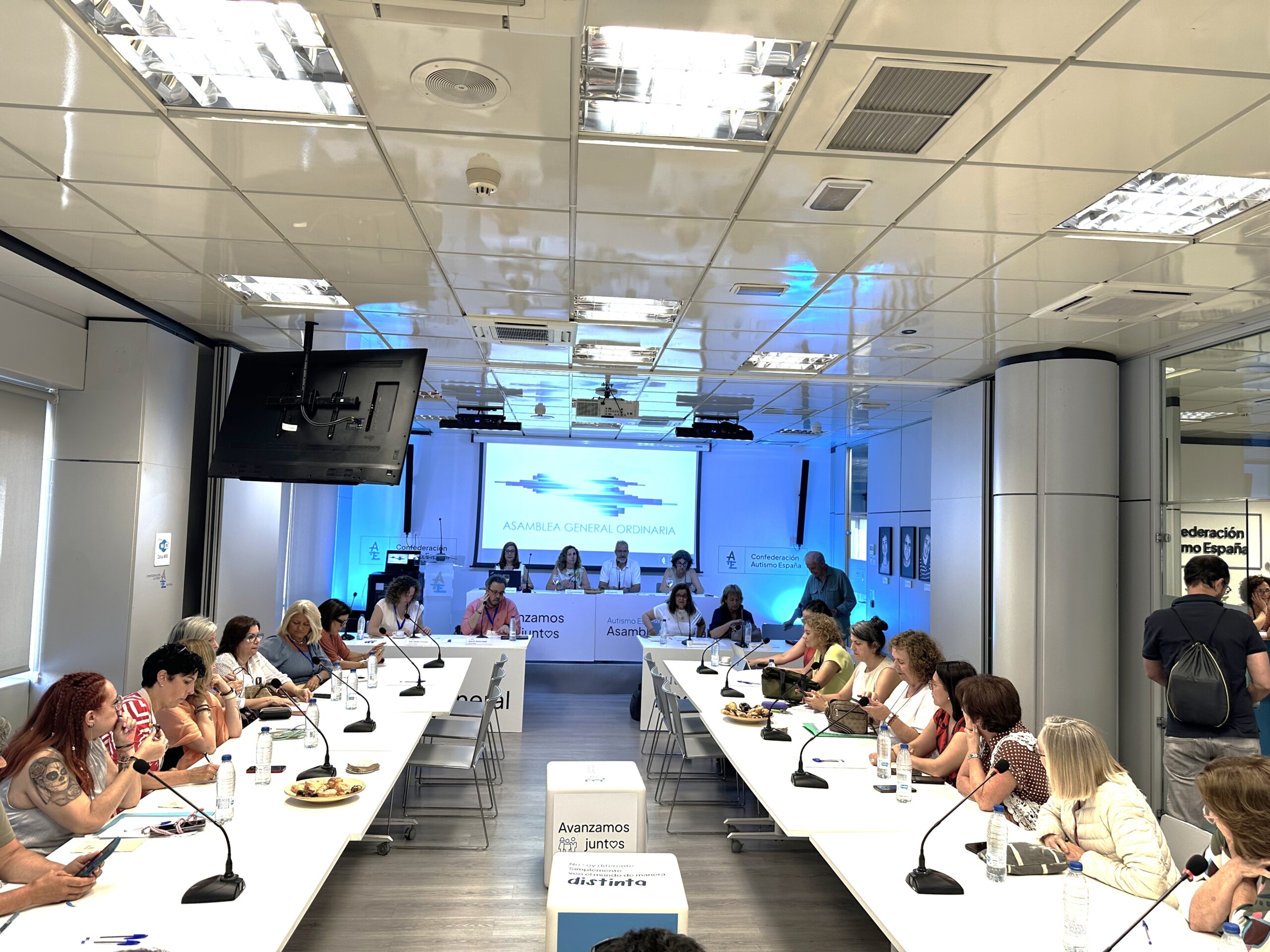 Representantes de las entidades socias de Autismo España reunidos en una sala